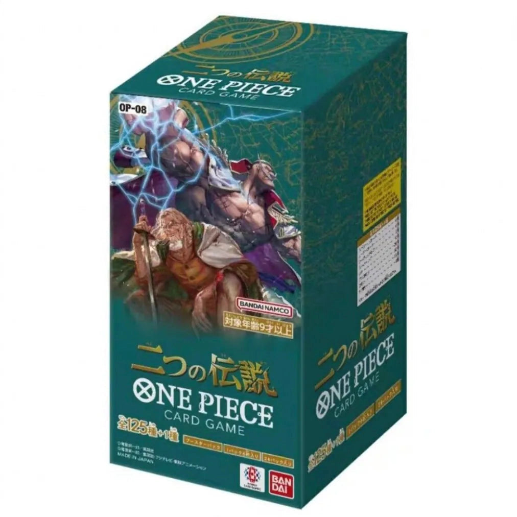 One Piece Card Game OP-08 Two Legends Booster Box Japanese with gold accents and character art
