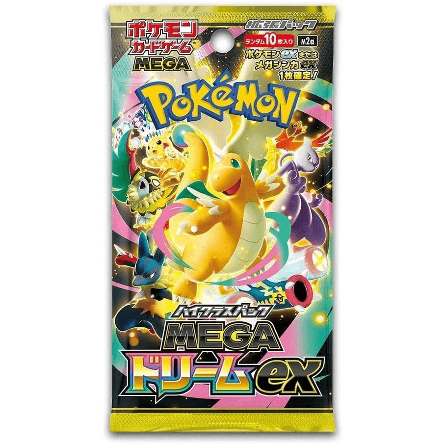 Single sealed Japanese Pokémon TCG M2a Mega Dream booster pack featuring Dragonite and Scorbunny